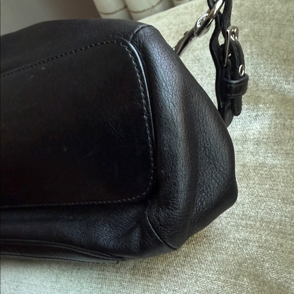 Coach Black Leather Clutch with Silver Accents - Picture 7 of 12